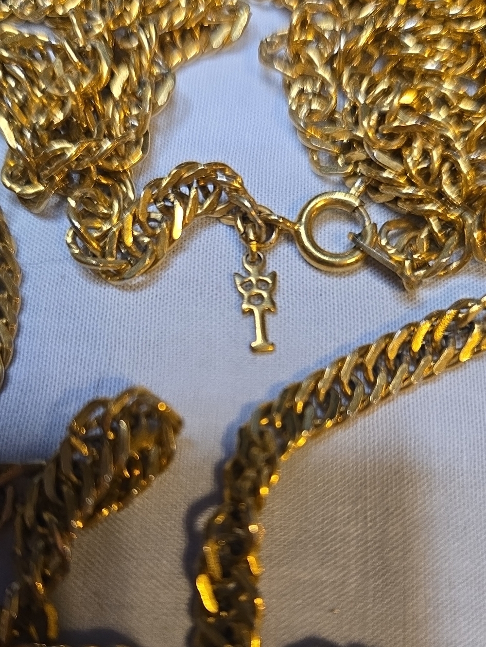 Trifari Gold-Tone Rope Chain Necklace with Trifari Key Charm